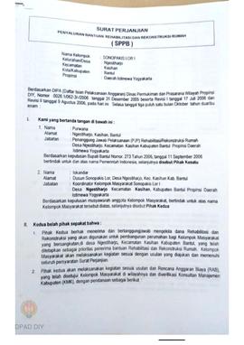 Surat Perjanjian Penyaluran Bantuan Rehabilitasi dan Rekonstruksi Rumah (SPPB), Nama Kelompok Son...