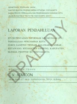 Laporan Pendahuluan Studi Penyajian Informasi Lingkungan (PIL) peremajaan perumahan Kota, Dusun G...