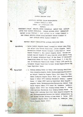 Keputusan Menteri Dalam Negeri/ Ketua Lembaga Pemilihan Umum Nomor: 64/ LPU/ tahun 1981 tentang p...