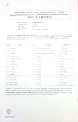 Berita Acara Pembentukan Kelompok dan Pengurus POKMAS & Penetapan prioritas usulan kegiatan R...