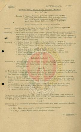 SK Gubernur KDH DIY No 70/1974 tentang pungutan terhadap perusahaan industri yang mengajukan perm...