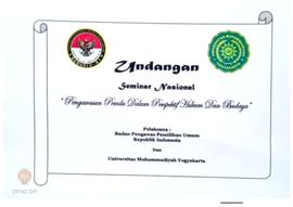 Undangan dari Badan Pengawas Pemilihan Umum RI tentang Seminar Nasional tentang pengawasan Pemilu...