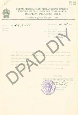 Surat Wakil Badan Perencanaan PemBangunan Daerah DIY. Kepala Kepala Biro Umum Setwilda Prop.DIY. ...