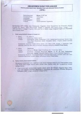 Amandemen dan Surat Perjanjian Penyaluran Bantuan Rehabilitasi dan Rekonstruksi Rumah (SPPB),  Na...