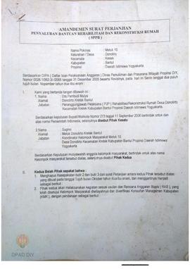 Amandemen Surat Perjanjian Penyaluran Bantuan Rehabilitasi dan Rekonstruksi Rumah (SPPB),  Nama K...
