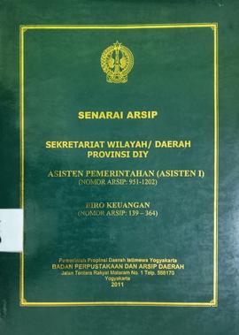 SENARAI ARSIP SEKRETARIAT WILAYAH / DAERAH PROVINSI DIY ASISTEN PEMERINTAHAN (ASISTEN I) (NOMOR A...