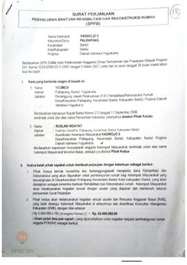 Surat Perjanjian Penyaluran Bantuan Rehabilitasi dan Rekonstruksi Rumah (SPPB), Nama Kelompok Mas...