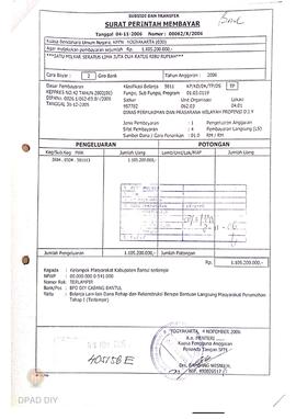 Surat Perintah Pencairan Dana kepada Kelompok Masyarakat Kabupaten Bantul perihal Belanja Lain-la...