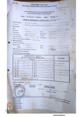 Laporan dari Balai Pengawasan dan Sertifikasi Benih II Jawa Tengah dan DIY  tentang hasil pemerik...