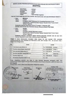 Berita Acara Penarikan/Penggunaan Dana Rehabilitasi/Rekonstruksi Rumah (BAPPD) Rusak Berat, Nama ...