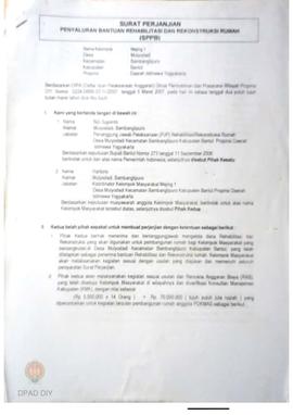 Surat Perjanjian Penyaluran Bantuan Rehabilitasi dan Rekonstruksi Rumah (SPPB) Rusak Berat, Nama ...