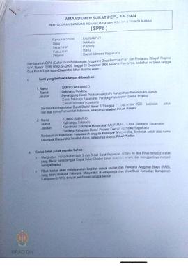 Amandemen Surat Perjanjian Penyaluran Bantuan Rehabilitasi dan Rekonstruksi Rumah (SPPB),  Nama K...