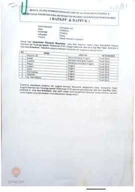 Berita Acara Pembentukan Kelompok dan Pengurus POKMAS & Penetapan prioritas usulan kegiatan R...