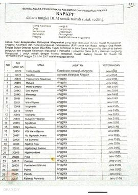Berita Acara Pembentukan Kelompok dan Pengurus Pokmas (BAPKPP) dalam Rangka BLM untuk Rumah Rusak...