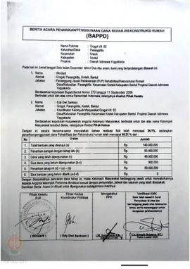 Berita Acara Penarikan/Penggunaan Dana Rehabilitasi/Rekonstruksi Rumah (BAPPD) Rusak Berat, Nama ...