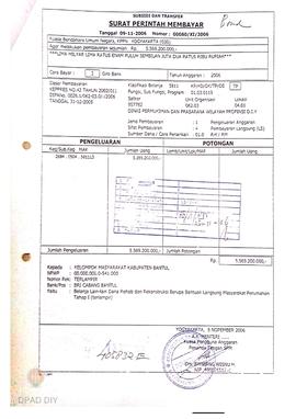 Surat Perintah Pencairan Dana kepada Kelompok Masyarakat Kabupaten Bantul perihal Belanja Lain-la...