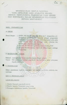 Konsep Makalah Meningkatkan Disiplin Nasional yang  Dipelopori oleh Aparatur Negara Menuju Terwuj...