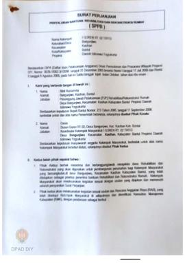 Surat Perjanjian Penyaluran Bantuan Rehabilitasi dan Rekonstruksi Rumah (SPPB), Nama Kelompok I s...