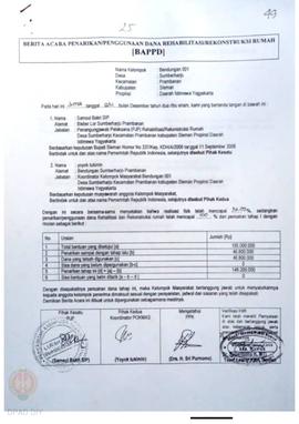 Berita Acara Penarikan / Penggunaan dana Rehab / Rekonsiliasi Rumah ( BAPPD ) untuk Rumah Rusak B...