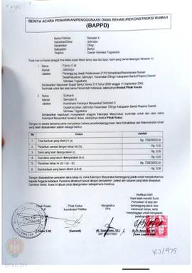 Berita Acara Penarikan/Penggunaan Dana Rehabilitasi/Rekonstruksi Rumah (BAPPD) Rusak Berat, Nama ...