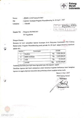 Surat tugas No. 203/PC.13.02/Yankes/V/2007 dan surat pengajuan No. 232/PC.13.02/Yankes/V/1007 ten...