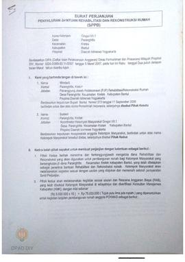 Surat Perjanjian Penyaluran Bantuan Rehabilitasi dan Rekonstruksi Rumah (SPPB),  Nama Kelompok Gr...