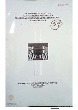 Permohonan Bantul alat/sarana pendidikan Madrasah Tsanawiyah Ma’Had Islamy Banguntapan Bodon Jaga...