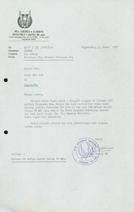 Surat dari Ketua PIA ARDHYA GARINI Cabang BS AUU kepada Ketua BP-7 Daerah Istimewa Yogyakarta per...