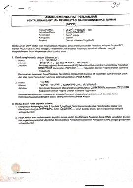 Amandemen Surat Perjanjian Penyaluran Bantuan Rehabilitasi dan Rekonstruksi Rumah (SPPB),  Nama K...