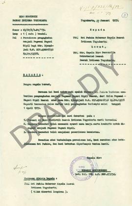 Permohonan pengangkatan menjadi PNS daerah dari CPNS Daerah atas nama Djampijadi S.W.