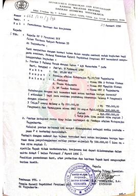 Surat dari Kepala Bidang Kesenian a.n Kepala Departemen Pendidikan dan Kebudayaan Kantor Wilayah ...