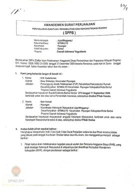 Amandemen Surat Perjanjian Penyaluran Bantuan Rehabilitasi dan Rekonstruksi Rumah (SPPB),  Nama K...