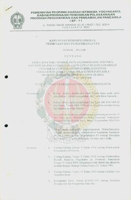 Surat Keputusan Pemimpin Proyek Pembinaan dan Pengembangan P-4 nomor: 893.3180 tentang Penetapan ...