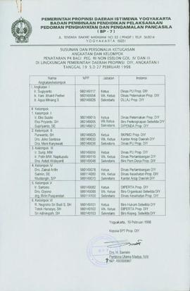 Susunan dan Personalia Ketugasan Angkatan dan Kelompok Penataran  Pedoman Penghayatan dan Pengama...