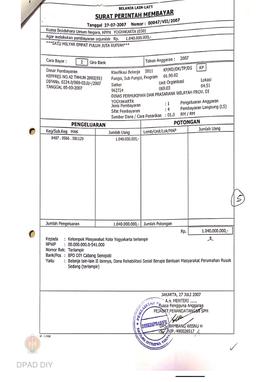 Surat Perintah Pencairan Dana kepada Kelompok Masyarakat Kota Yogyakarta untuk Belanja Lain-lain ...