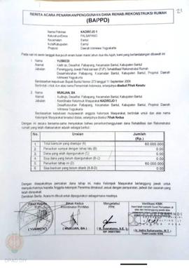 Berita Acara Penarikan/Penggunaan Dana Rehabilitasi/Rekonstruksi Rumah (BAPPD) Rusak Sedang, Nama...