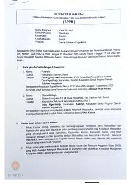 Surat Perjanjian Penyaluran Bantuan Rehabilitasi dan Rekonstruksi Rumah (SPPB), Nama Kelompok Jom...