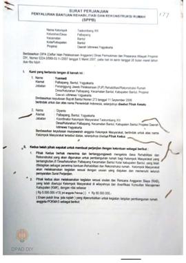 Surat Perjanjian Penyaluran Bantuan Rehabilitasi dan Rekonstruksi Rumah (SPPB), Nama Kelompok Mas...