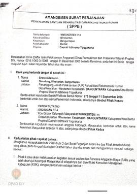 Amandemen  Surat Perjanjian Penyaluran Bantuan Rehabilitasi dan Rekonstruksi Rumah (SPPB),  Nama ...