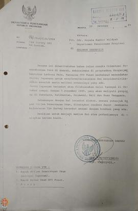 Surat dari Direktur Penerangan Daerah Departemen Penerangan Republik Indonesia kepada Kepala Kant...