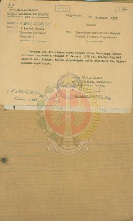 Laporan triwulan I dari dinas Kehutanan DIY.