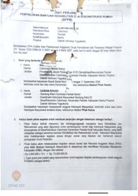 Surat Perjanjian Penyaluran Bantuan Dan Rekonstruksi Rumah (SPPB), Nama Kelompok Masyarakat Glunt...