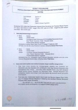 Surat Perjanjian Penyaluran Bantuan Rehabilitasi dan Rekonstruksi Rumah (SPPB),  Nama Kelompok Bu...