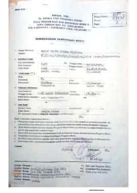 Surat Pengisian BBI Wijilan Nanggulan kulonprogo kepada Kepala BPSB II Jateng dan DIY tentang Per...