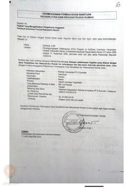 Permohonan Pembayaran Bantuan Rehabilitasi dan Rekonstruksi Rumah, Nama Kelompok Masyarakat Pokma...