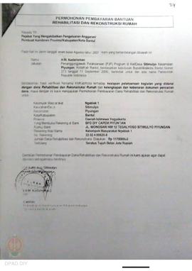 Permohonan Pembayaran Bantuan Rehabilitasi dan Rekonstruksi Rumah, Nama Kelompok Masyarakat Ngabl...