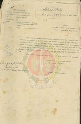 Permohonan SKO atas penggunaan uang rutin 1973/1974 Pemda. DIY.