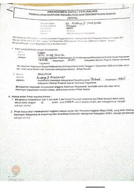 Amandemen Surat Perjanjian Penyaluran Bantuan Rehabilitasi dan Rekonstruksi Rumah (SPPB),  Nama K...
