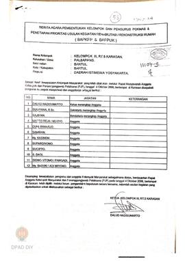 Berita Acara Pembentukan Kelompok dan Pengurus POKMAS & Penetapan prioritas usulan kegiatan R...