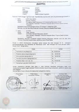 Berita Acara Penarikan/Penggunaan Dana Rehabilitasi/Rekonstruksi Rumah (BAPPD) Rusak Berat, Nama ...
